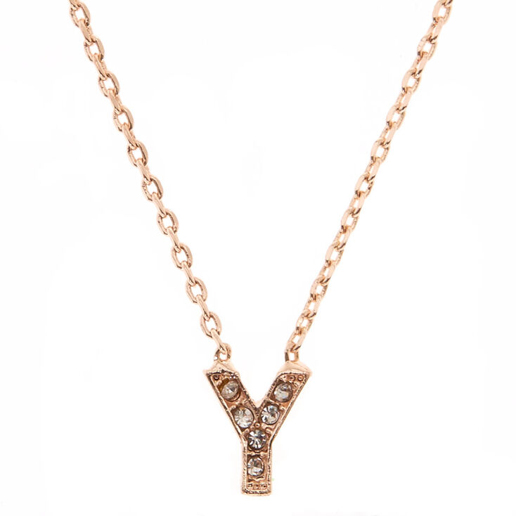 Rose Gold Studded Y Initial Necklace,