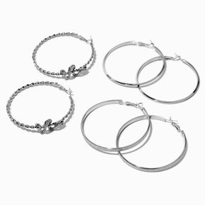 Silver-tone Snake Twisted Hoop Earrings - 3 Pack,