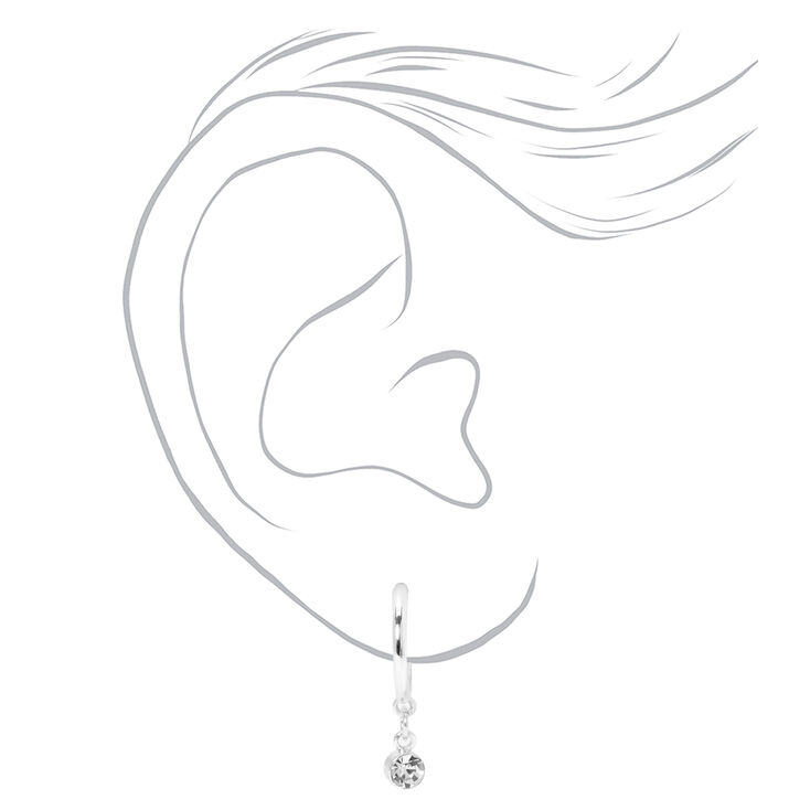 Silver Embellished Geometric Stud &amp; Hoop Earrings - 6 Pack,