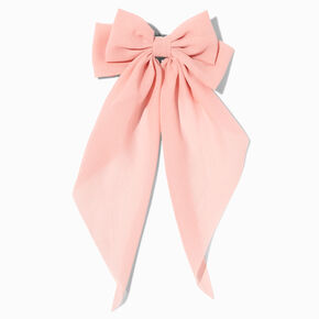 Blush Pink Bow Long Tail Barrette Hair Clip,