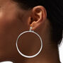 Silver-tone 60MM Glitter Edge Clip-On Hoop Earrings,