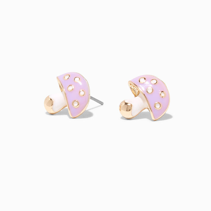Purple Mushroom Clip-On Stud Earrings,