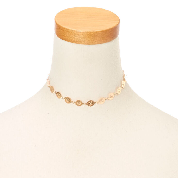 Gold Toned Choker Filigree Necklace,