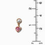 Gold-tone Pearl &amp; Pink Heart Cubic Zirconia 0.5&quot; Drop Earrings,