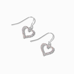 Pink Cubic Zirconia Heart 0.5&quot; Drop Earrings,