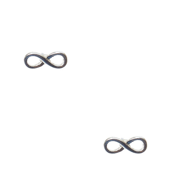 Silver Tone Infinity Symbol Stud Earrings,