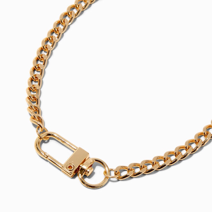 Gold-tone Mega Clasp Chain Necklace ,