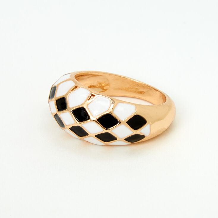 Gold Checkered Ring,