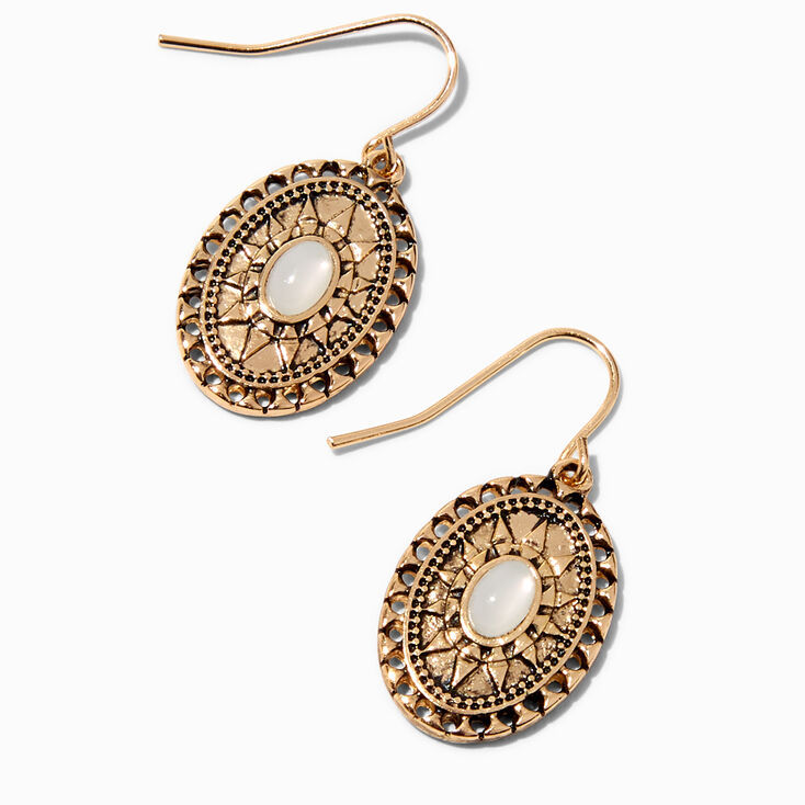 Gold Western Medallion Drop Earrings,