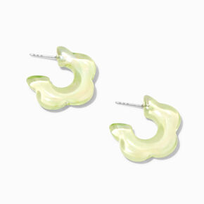 Green Daisy 30MM Resin Hoop Earrings,