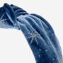 Knotted Velvet Celestial Headband - Blue,