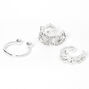 Silver Crystal Chain Ear Cuffs - 3 Pack,