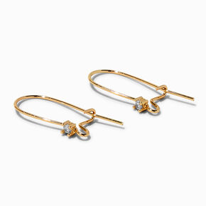 Gold-tone Cubic Zirconia 25MM Wire Loop Earrings,