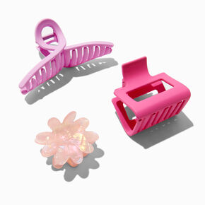 Marble Pink Tonal Flower Hair Claws - 3 Pack,