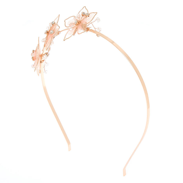 Rose Gold Organza Flower Headband - Pink,