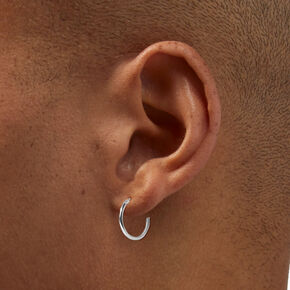 Icing Select Sterling Silver Cubic Zirconia 5MM Round Stud &amp; 14MM Hoop Earrings,