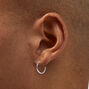 Icing Select Sterling Silver Cubic Zirconia 5MM Round Stud &amp; 14MM Hoop Earrings,