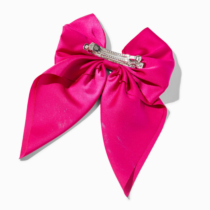 Hot Pink Satin Bow Barrette Hair Clip,