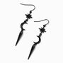 Black 2&quot; Starburst, Crescent Moon, &amp; Spike Drop Earrings,