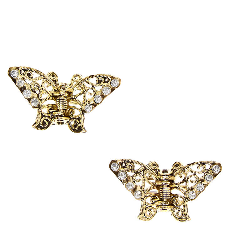 Rustic Gold Butterfly Hair Claws - 2 Pack,