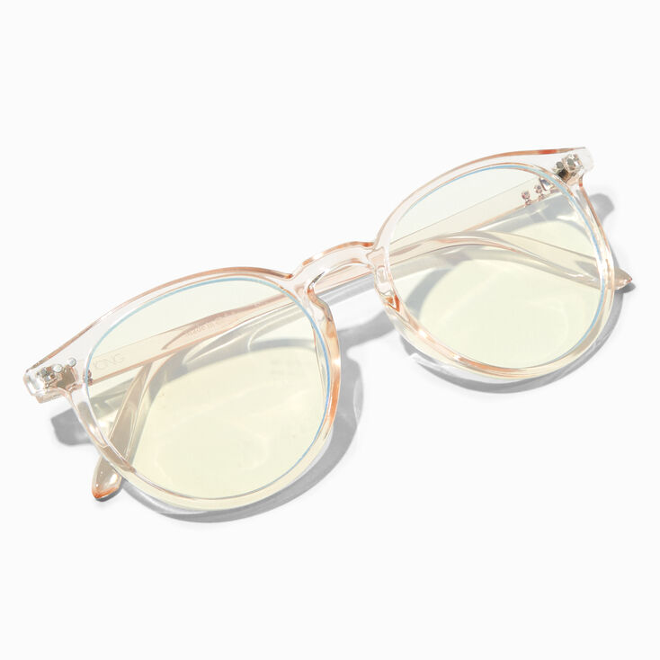 Solar Blue Light Translucent Pink Round Clear Lens Frames,