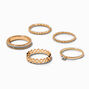 Gold-tone Zig Zag Glitter Rings - 5 Pack,