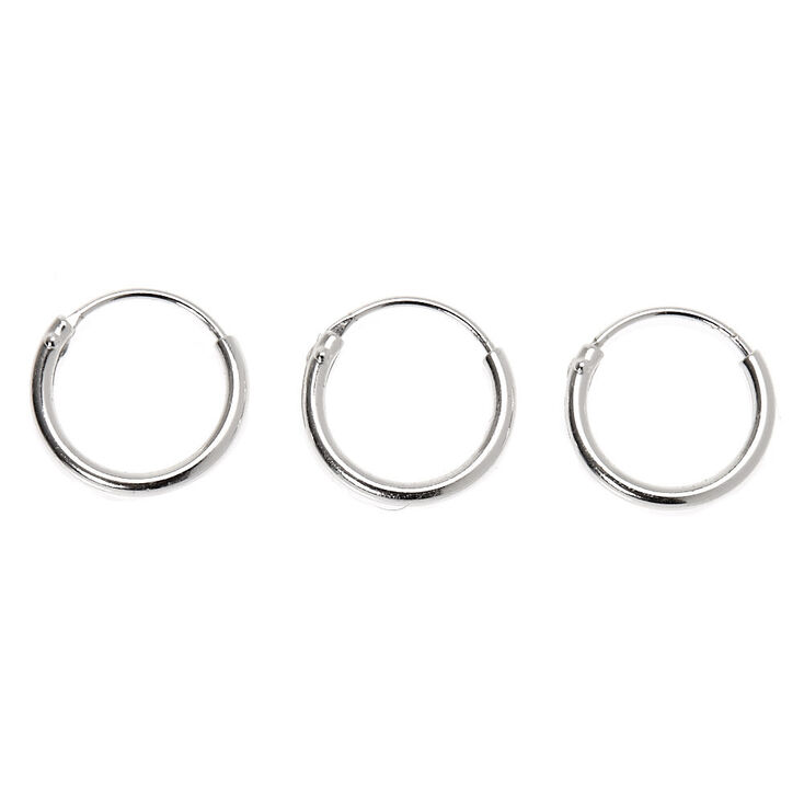 Sterling Silver 22G Cartilage Snap Hoop Earrings - 3 Pack,