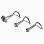 Silver Stainless Steel 20G Rose Studs Nose Rings - 3 Pack,