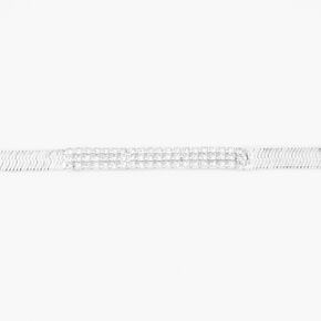 Silver Rhinestone Herringbone Chain Bracelet,