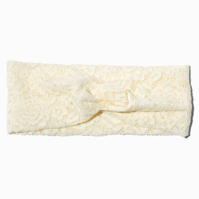 White Lace Wide Twisted Headwrap,