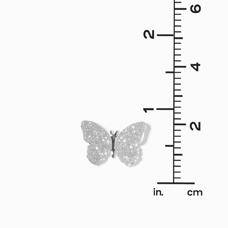 Glitter Butterfly Silver-tone Stud Earrings,
