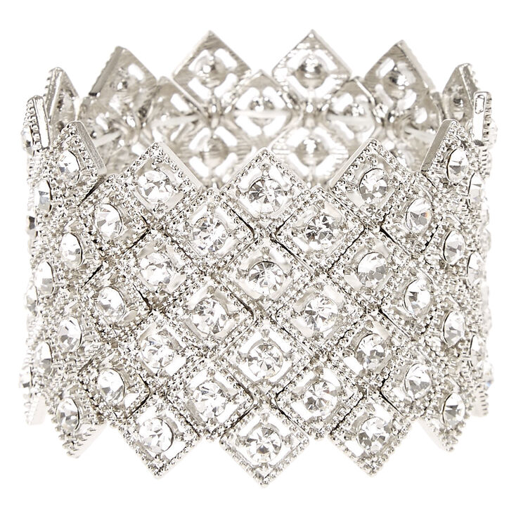 Faux Crystal Art Deco Statement Bracelet,