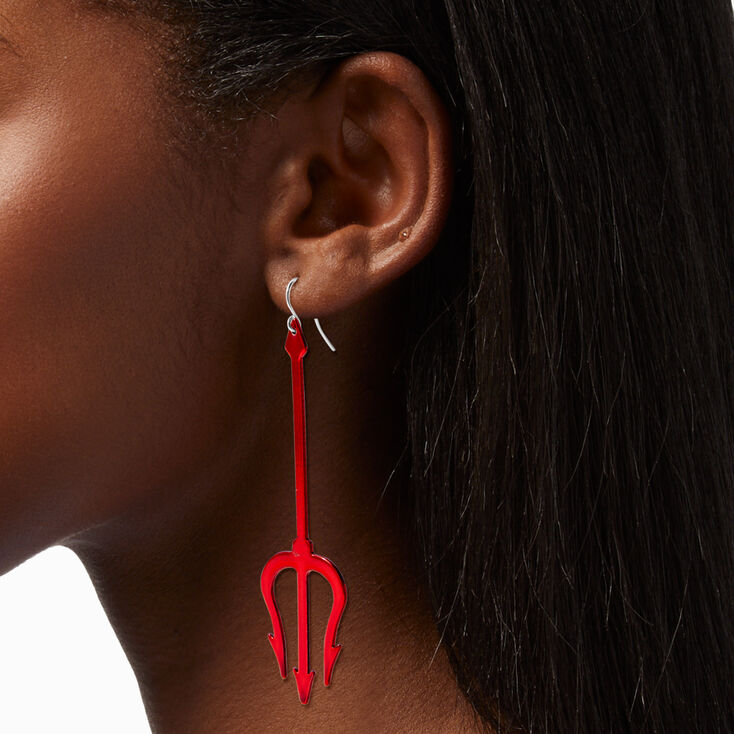 Red Devil Pitchfork 3&quot; Drop Earrings,