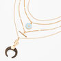 Gold Bohemian Horn Multi Strand Choker Necklace - Blue,