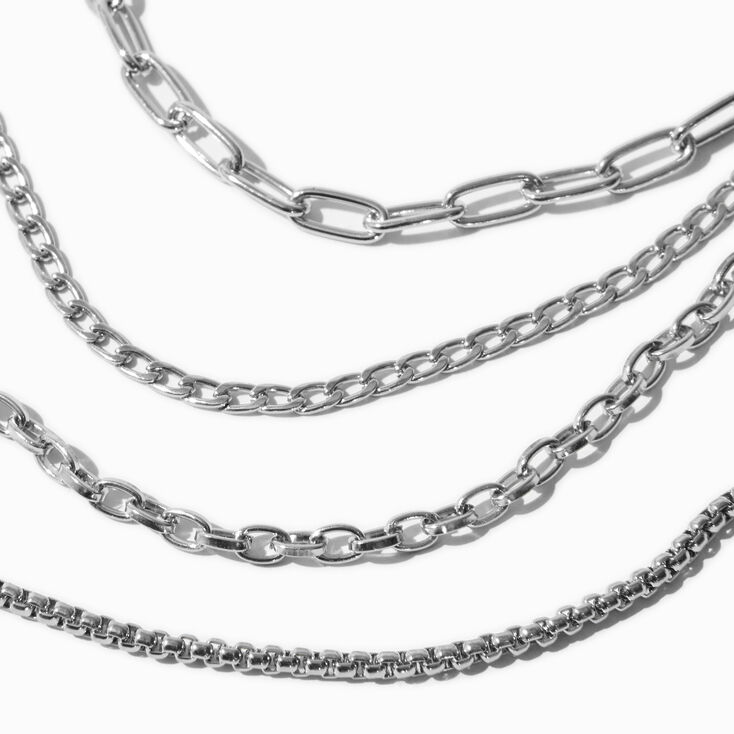Silver Four-Band Stone Ear Cuff,