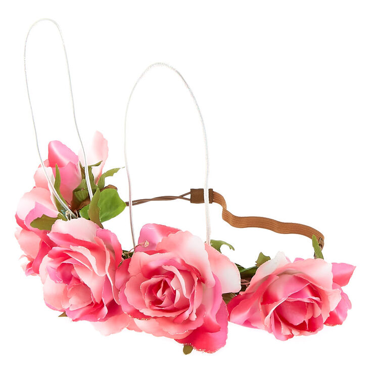 Light Up Bunny Ears Flower Crown Headwrap Pink Icing Us Light Up Bunny Ears Flower Crown Headwrap Pink