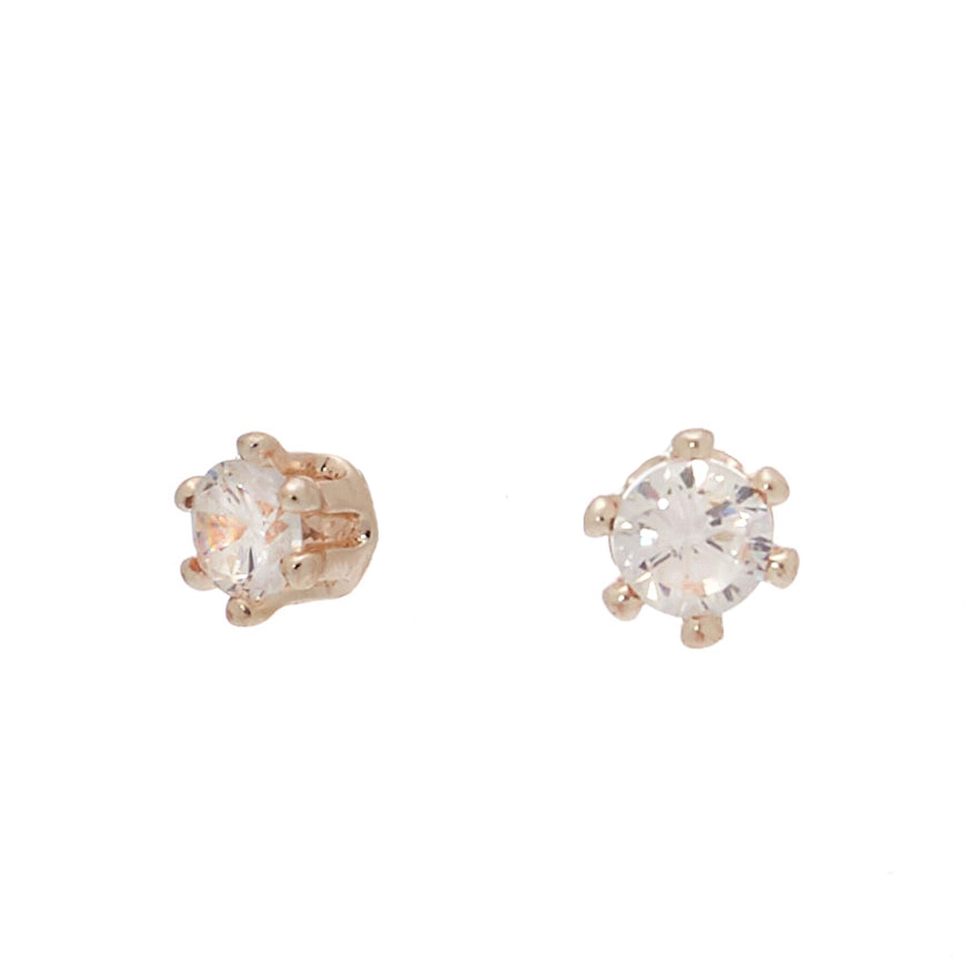 Rose Gold Cubic Zirconia 2MM Round Stud Earrings | Icing US
