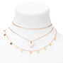 Gold-tone Butterfly Multi-Strand Choker Necklaces - 2 Pack,