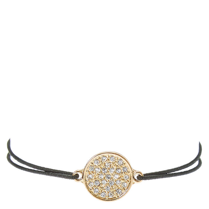 Black Double Stretch Bracelet with Glitter Charm,