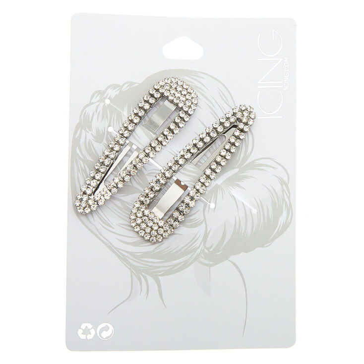 Hematite Rhinestone Snap Clips - 2 Pack,