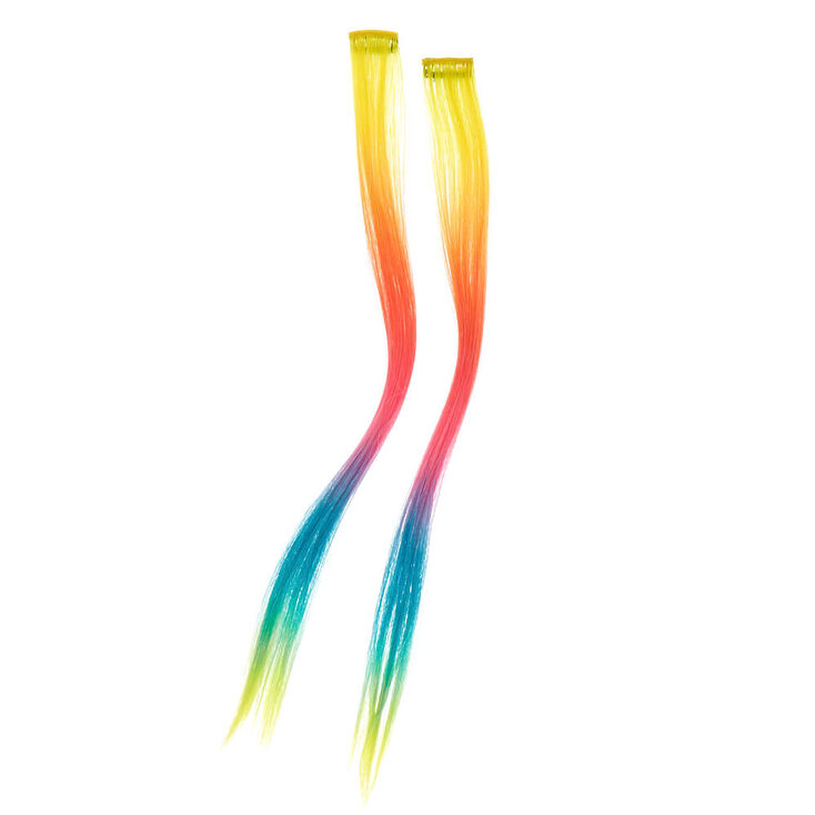Rainbow Faux Hair Extensions - 2 Pack,