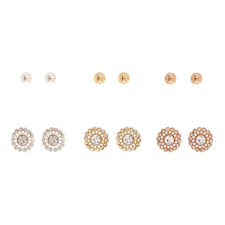 Mixed Metal Stud Earring Set,