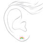 Sterling Silver Glitter Rainbow Stud Earrings,