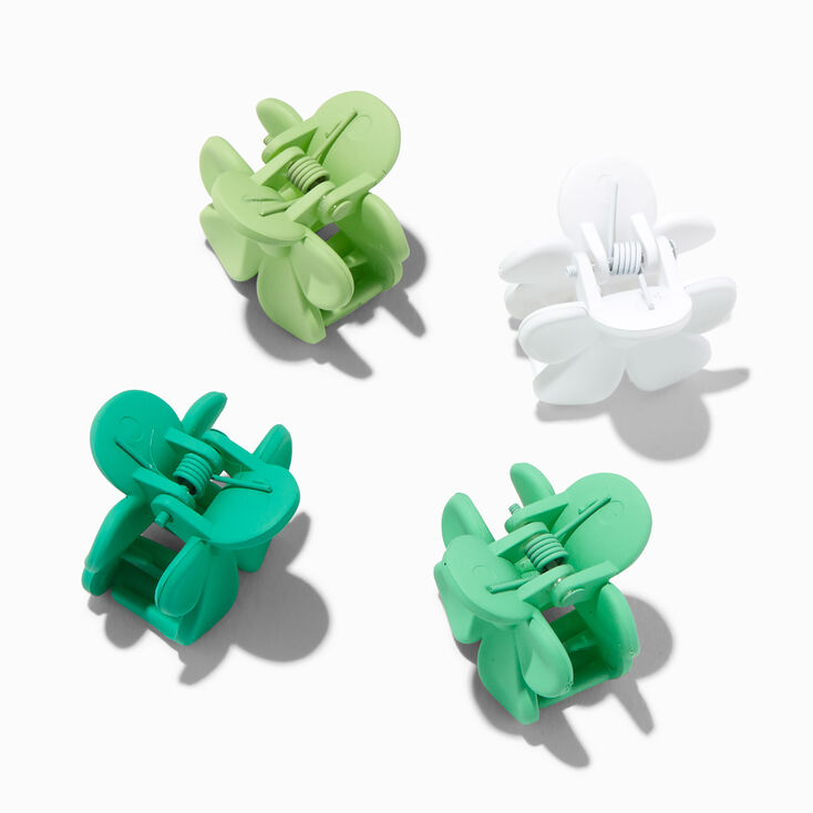 Green Monochromatic Flower Hair Claws - 4 Pack,