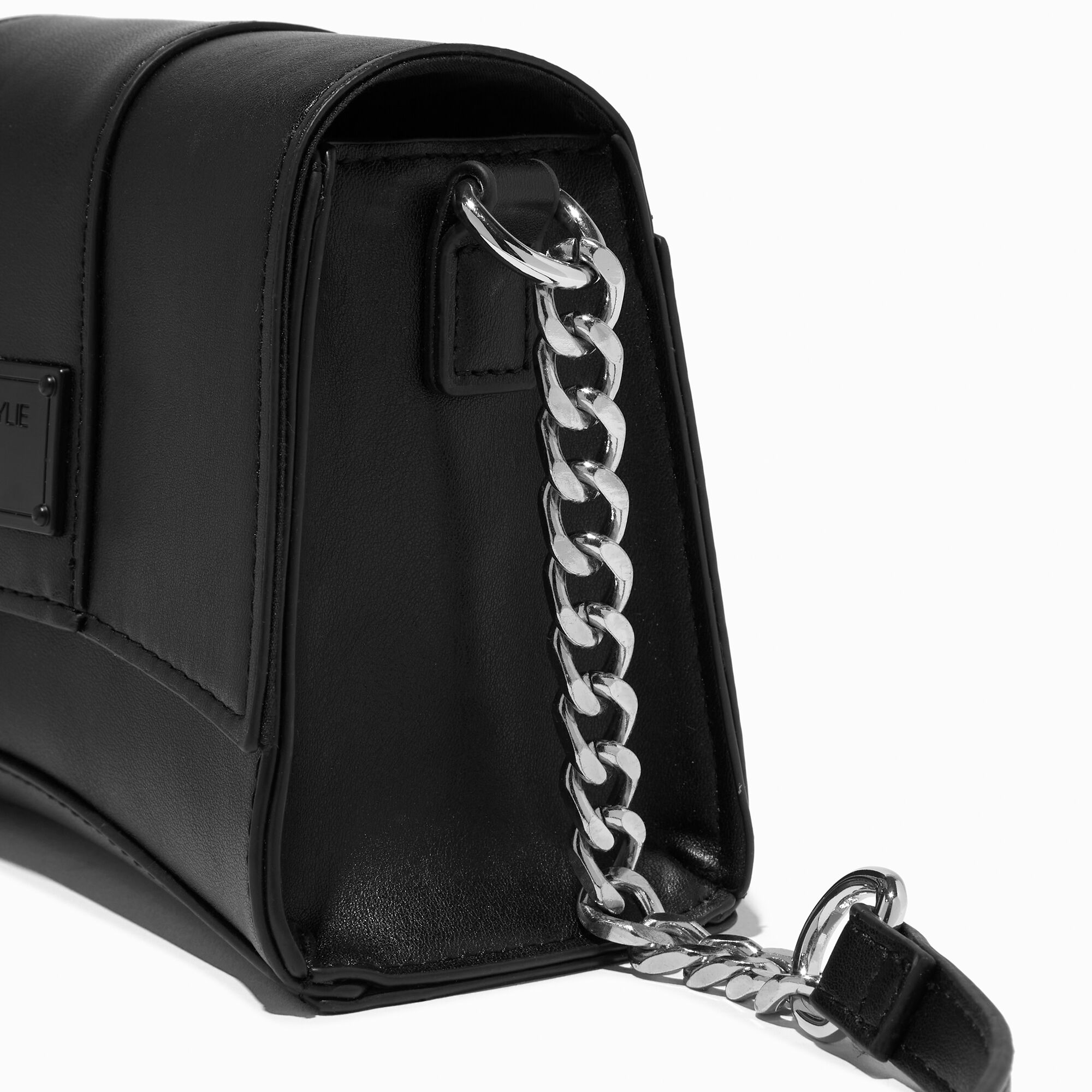 Black leather crossbody 2025 bag with chain strap