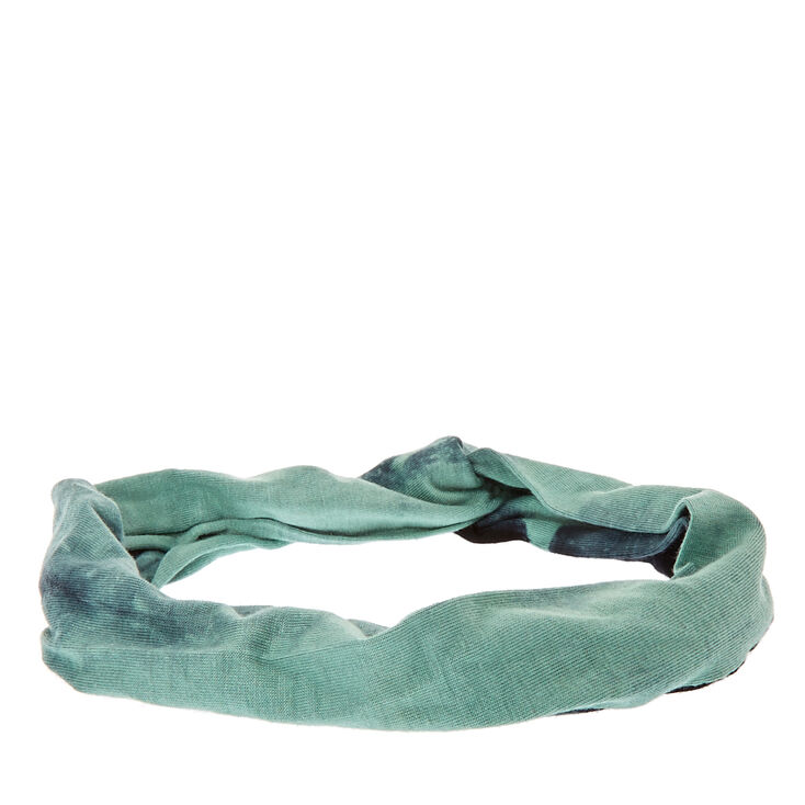 Tie Dye Teal & Black Knotted Headwrap,
