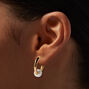 Pearl Bead Gold-tone 15MM Huggie Hoop Earrings,