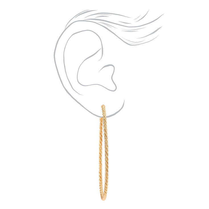 Gold 60MM Laser Cut Twisted Hoop Earrings,