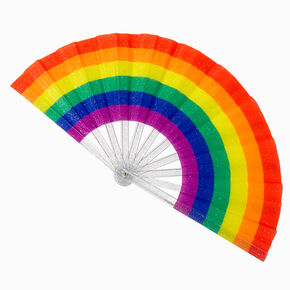 Glitter Rainbow Large Folding Fan,