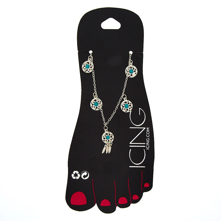 Dreamcatcher Charm Anklet - Turquoise,